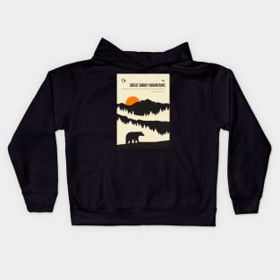 Great Smoky Mountains Vintage Minimal Retro Travel Art Kids Hoodie